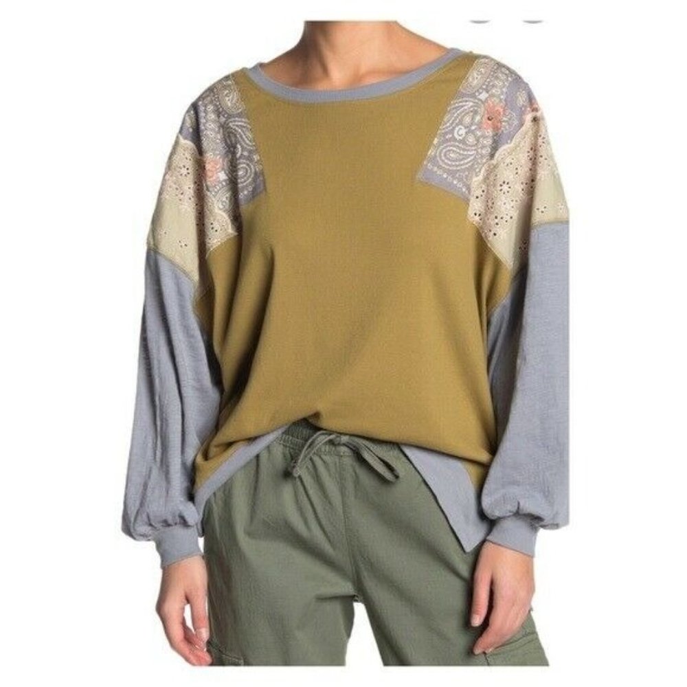 Free People Feelin It Top Relaxed Army Green XS - Picture 1 of 7